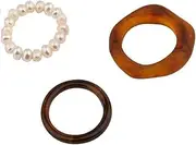 [Generic] 3Pcs Acrylic Rings Set for Women Girls Wide Thick Colorful Stackable Finger Knuckle Joint Ring Jewelry