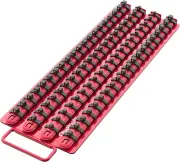 Portable Socket Organizer Tray | Red Rails Black Clips | Holds 80 Sockets | Prem