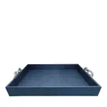 Mariposa Faux Grasscloth Tray with Rope-Look Handles