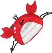 BRIGHTFUFU Crab Shape Beach Mesh Bag Kids Seashell Collecting Pouch Red PVC Fabric Lightweight Tote Bag for Toys Swimwear
