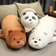 80cm Bare Bears Plush Toys Grizzly Panda Ice Bear Stuffed Doll Bedside Cushion