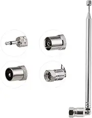 Vecys FM Telescope Radio Antenna Kit 75 Ohm F Type Male DAB Radio Antenna with 7 Sections 75.5 cm/29.7 Inches for TV AM FM Stereo Receiver