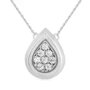 Bezel Set Pear Shaped Slider Necklace with 0.10ct of Diamonds in Sterling Silver