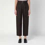 [Brunello Cucinelli] Linen Trousers With Brown Belt 40 IT Brown