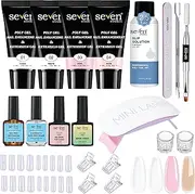 SEVEN STROKES HEMA FREE Poly Nail Gel Extension Kit for Builder Gel, UV Nail Art Kit, Nail Extension Set, Glue-Free Manicure and Pedicure Set (20 Items in Set)