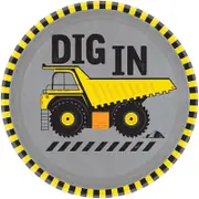 Construction 'Dig In' Round Paper Plates 17cm 8pk