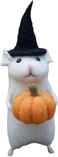 Veulrn 2PCS Halloween Mouse Handmade Wool Felt Christmas Mouse Ornament Needle Felted Pumpkins Animals Decoration C