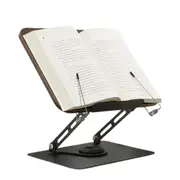 Adjustable Book Holder Stand with 360 Degree Rotating Bases for Reading-Dark Brown
