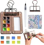 Solysta Travel Paint Palette, Solista Mini Watercolor Paint Set, Solista Watercolor Book, Travel Prep Paint Palette Bundle, Mini Paint Tray Box for Drawing (A)