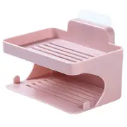 Double Layers Strong Reusable Sucker Soapbox Draining Holder Soap Dish Bathroom Box