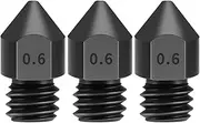 3pcs Hardened Steel Nozzles 0.6mm for 1.75mm Filament for 3/CR-10/CR-10S Pro/TEVO Tarantula Pro/TEVO Flash/Sapphire Pro 3D Printer Hotend Extruder