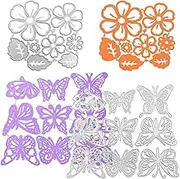 17 Pcs Embossing Template Cutting Dies, AIFUDA Butterfly and Flower Leaves Metal Cutting Dies for DIY Scrapbook Photo Frame Card Album