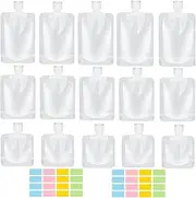 17 Pack Travel Pouches for Toiletries,TSA Approved,Travel Size Portable Containers,Stand Up Pouch,Refillable Travel Accessories for Shampoo Conditioner Lotion Soap Liquids, White, B-17cs
