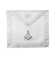 Masonic Blue Lodge White Machine Embroidery Apron with square compass with G