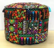 Bohemian floor Pouf- decorative cushion cover, sari patchwork cushion,