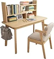 Kids Desk and Chair Set,Wooden Children Study Desk,Children Writing Desk with Storage Shelves and Hooks, Suitable for Reading, Drawing and Learning (Color : Brown 1)