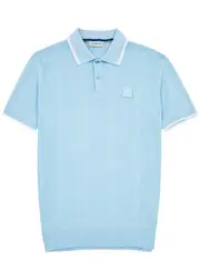 Sandbanks Logo Pointelle-knit Polo Shirt - Light Blue - S S