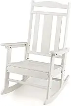CVBFDB Rocking Chair All Weather Rocking Chair High Back Porch White