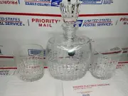 Rare! New Things Remembered Crystal Decanter Set, Genuine Cut Crystal, Poland