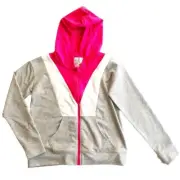Layer 8 Girls Essential Colorblock Zip Hoodie Jacket Gray Pink Sz 12 Jersey NWT