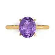2.5 Oval Alexandrite Stone Wedding Bridal Promise Designer Ring 14k Yellow Gold