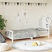 Kids Bed Frame White 92x187 cm Single Solid Wood Pine,Cots & Toddler Beds 18.32KG-834562