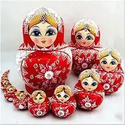 Matryoshka Russian Matryoshka-Hand-Painted Traditional Patterns 15 Piece Set Wooden Decorative Gift Nesting Dolls-Christmas, The Perfect Blessing Gift