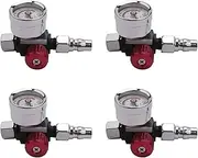 VEAUUTAY 4Pc 1/4 Inch Mini Air Regulator Valve Tool Small Tail Pressure Gauge 48 X 60mm with Nozzle for Tool