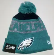 PHILADELPHIA EAGLES NEW ERA WINTER HAT MEN'S KNIT GREEN OSFM POM 100% ACRYLIC