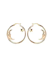 Gabi Rielle 14K Over Silver CZ Moonlit Hoops