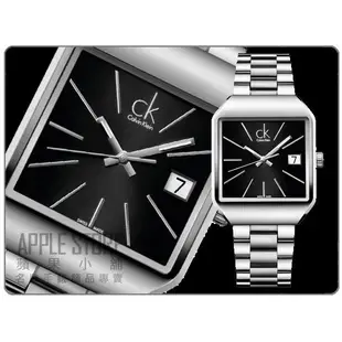 【蘋果小舖】CK Klein Herrenuhr 凱文克萊品味方形鋼帶錶-黑 # K3L31161