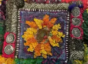 rug hooking pattern “SA MIXED MEDIA MAT, Goat Hill Designs, 10” by 13” , linen