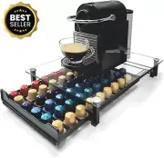 Coffee Pod Holder Storage Drawer for Nespresso Pods - Organizes 60 Pods - Black
