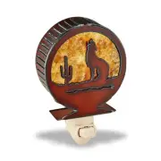 Coyote in the Desert Rustic Circle Metal Night Light