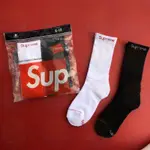 免運 SUPREME CREW SOCKS襪子 兩雙裝 長襪 黑 白 中筒襪 滑板襪 美式襪子 籃球襪 毛巾底襪 運動襪