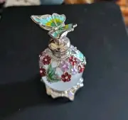 Small Enamel Encrusted Perfume Bottle with Butterfly