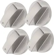GOOHOCHY 4pcs Gas Stove Knobs Silver Metal Round Knobs Replacement for Gas Cooker 0°axle 6mm Universal for Kitchen Oven Stove