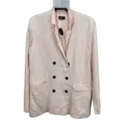 Dotti Linen Blend Fully Lined Pink Button Up Blazer Jacket Ladies Size 12 NEW