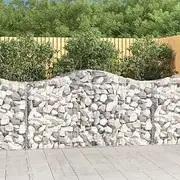 5 Pack Arched Gabion Baskets Mesh Cage Garden Stone Wire Basket Fencing for Outdoor Landscape, 200x50x100/120 cm Galvanised Iron