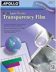 APOLLO Transparency Film for Laser Printers, Color, 50 Sheets/Pack (VCG7070), Clear