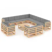 14 Piece Garden Lounge Set with Cushions Solid Pinewood vidaXL