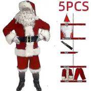 Men's Santa Claus Costume Adult Christmas Santa Claus Costume Santa Suit 5pcs XL