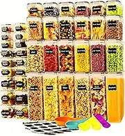42 PCS Food Storage Container Set with Lids, BPA-Free Clear Plastic Pantry Organization and Storage System for Kitchen, Perfect for Cereal, Flour, Sugar, & More