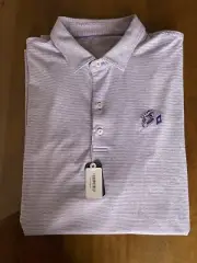 NWT MEN'S JOHNNIE-O LYNDON POLO, SIZE: XL, COLOR: POMPEI/WHITE STIPE (N02)