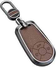 ontto Metal Key fob Cover fit for GWM HAVAL H6 M6 ORA Good Cat White Cat IQ Great Wall keychain accessories Leather Smart Key Case shell Holder Keyring auto styling 4 buttons Brown