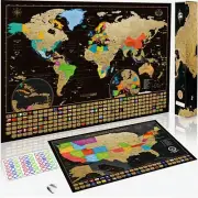 Scratch Off Map of the World + USA Map - Set of Two- Please Read