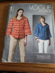 Vogue Sewing Pattern V1682 All Sizes Jacket Large Sleeves Pleated Gathers Collar