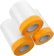 KALLORY 3Rolls Pre Taped Masking Films for Painting Durable Plastic Cover for Automotive Frame and Skirting Protection for Car Body and Home Renovation
