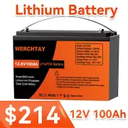 12V 100Ah Lithium Iron Battery LiFePO4 Replace SLA AGM Solar Boat RV BMS Camping