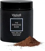 WelleCo The Evening Elixir, Vitamin C Hot Chocolate Beauty Drink Mix with Niacin, Lemon Balm & Magnesium, Supports Sleep, Collagen Formation & Skin Glow, 150g (5.3 oz) Jar